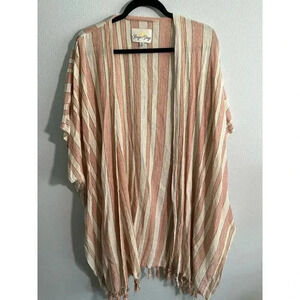 Rays for Days Cocoacabana Rust Cream Striped Kimono One Size Fits Most